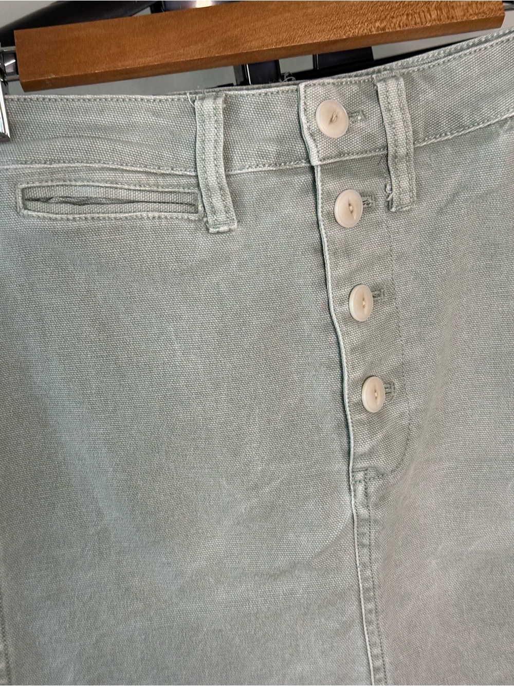 Madewell Button-Front Denim Mini Skirt Size 24 – Sage Green - Picture 4 of 9